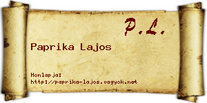 Paprika Lajos névjegykártya